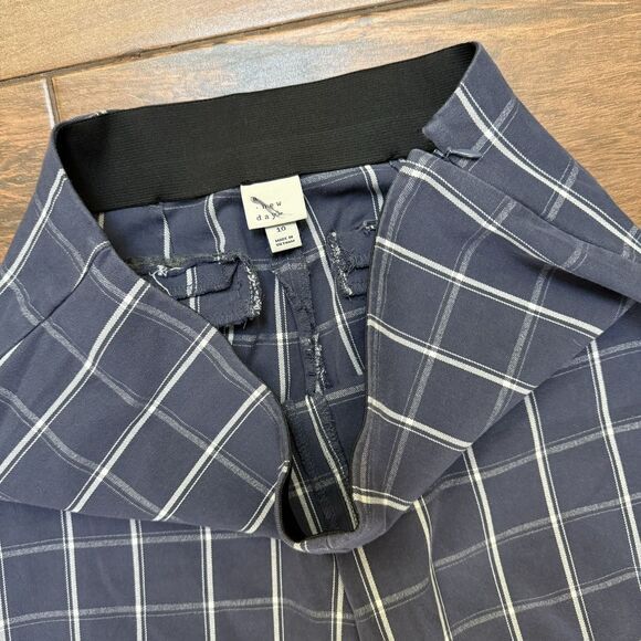 Women's Blue Gray Windowpane Plaid High Rise Flare Crop Pants A New Day Sz 10 - Picture 6 of 7